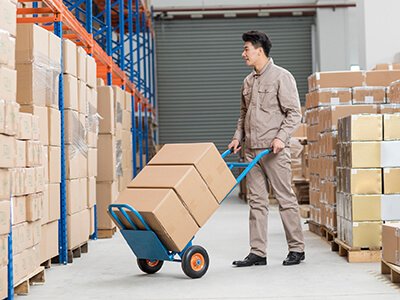 IKEDA worker moving car freshener goods