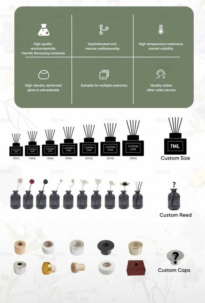 Reed diffuser sets for hotel room amenities