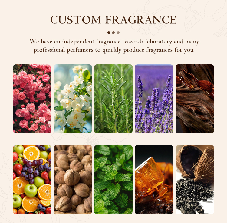 Car air freshener scent chart with floral, citrus, woody and oriental options