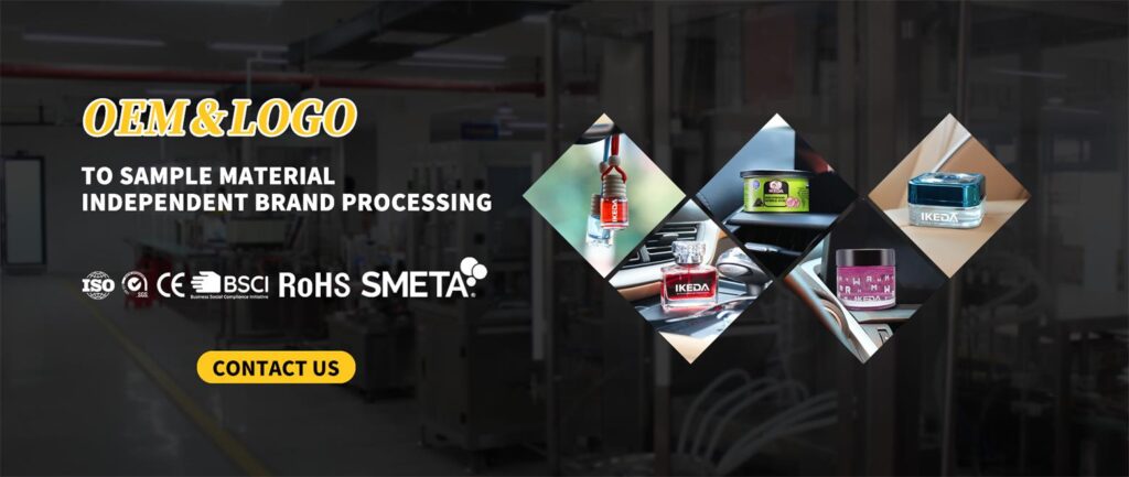 Several scented cardboard disks die-cut into custom shapes, hanging together.